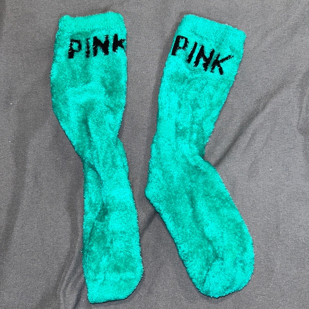 VS Pink Fuzzy Socks